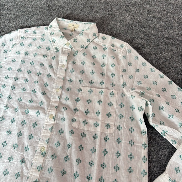 Johnny Cotton Men's White and Green Patterned Button Down shirt geometric SZ M - Picture 5 of 14